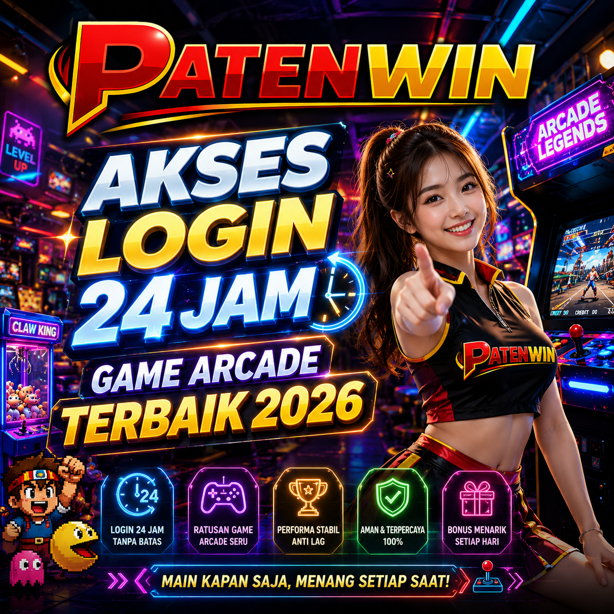 Patenwin: Akses Login 24 Jam Game Arcade Terbaik 2026
